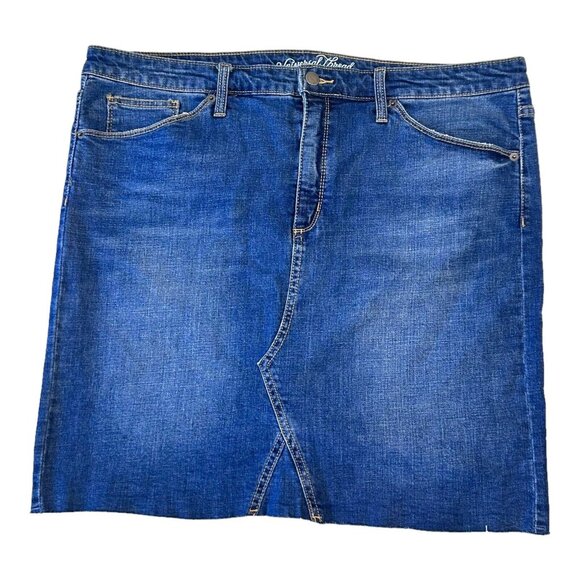 Universal Thread Denim Blue Jean Short Mini Skirt SZ 18/34 Medium Raw Hem - Picture 1 of 10